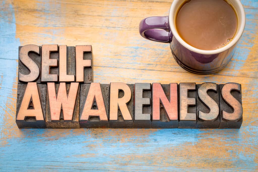 self,awareness,word,abstract,in,vintage,letterpress,printing,blocks,with